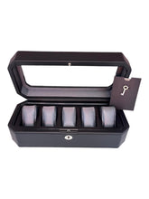 Load image into Gallery viewer, Wolf 4583029 Windsor 5 Piece Watch Box in Black &amp; Grey MSRP $215
