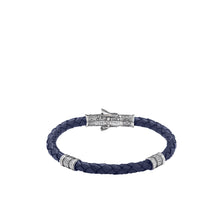 Load image into Gallery viewer, Konstantino Perseus Men&#39;s Sterling Silver &amp; Blue Leather Bracelet BKJ646-131-BL
