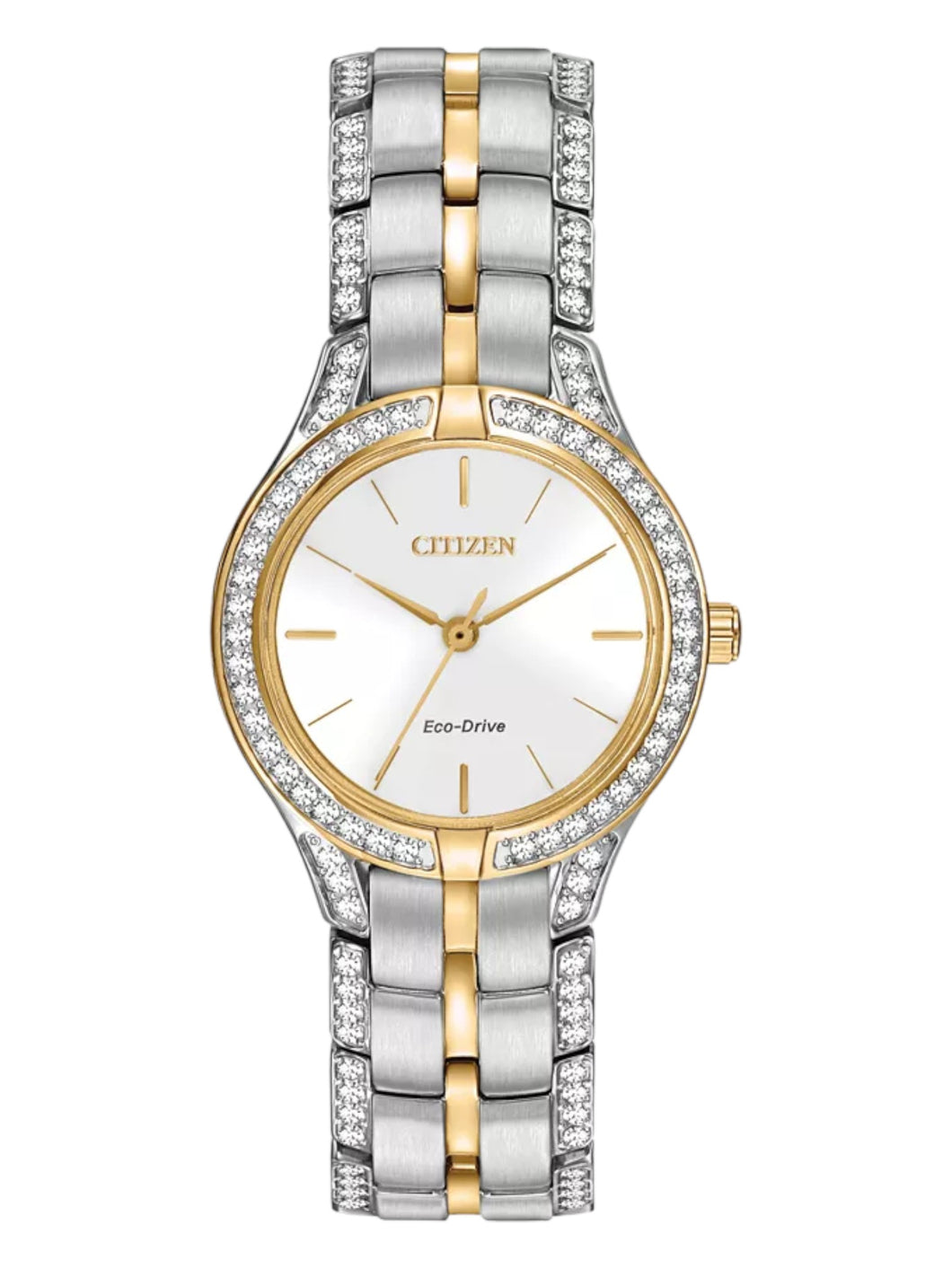 Citizen FE2064-52A Women's Crystal Accent Two-Tone Bracelet 28mm Watch MSRP $325