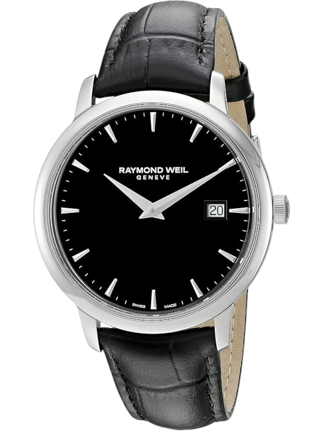 Raymond Weil 5488-STC-2001 Men's Toccata Black Leather Watch 39mm MSRP $895