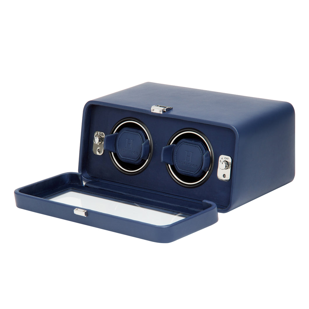 WOLF 452617 Windsor Heritage Navy Double Watch Winder MSRP $875