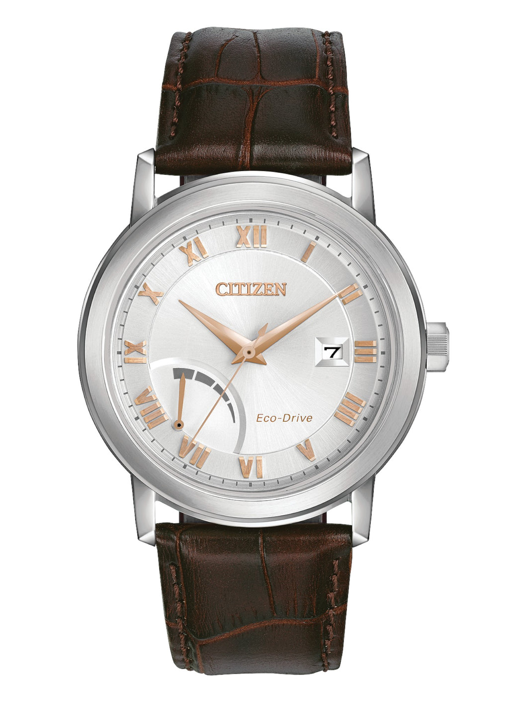 Citizen AW7020-00A PRT Brown Leather Silver Dial 41mm Men's Watch MSRP$275