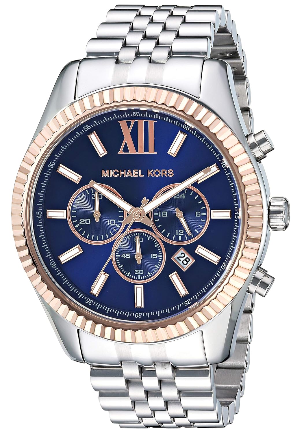 Michael Kors Lexington MK8689 Men's Silver-Tone Chronograph 42mm Watch MSRP $275