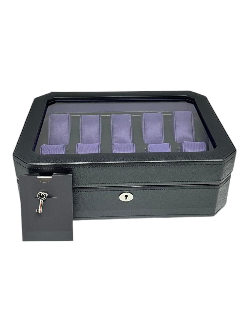 Wolf 458403 Windsor 10 Piece Watch Box in Black & Purple MSRP $315