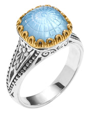 Load image into Gallery viewer, Konstantino Dome Silver 18k Gold MOP Blue Spinel Ring DKJ970-628 S6 MSRP $690
