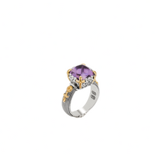 Load image into Gallery viewer, Konstantino Delos 2 Sterling Silver 18k Gold &amp; Amethyst Ring DMK2150-101-CAB S8
