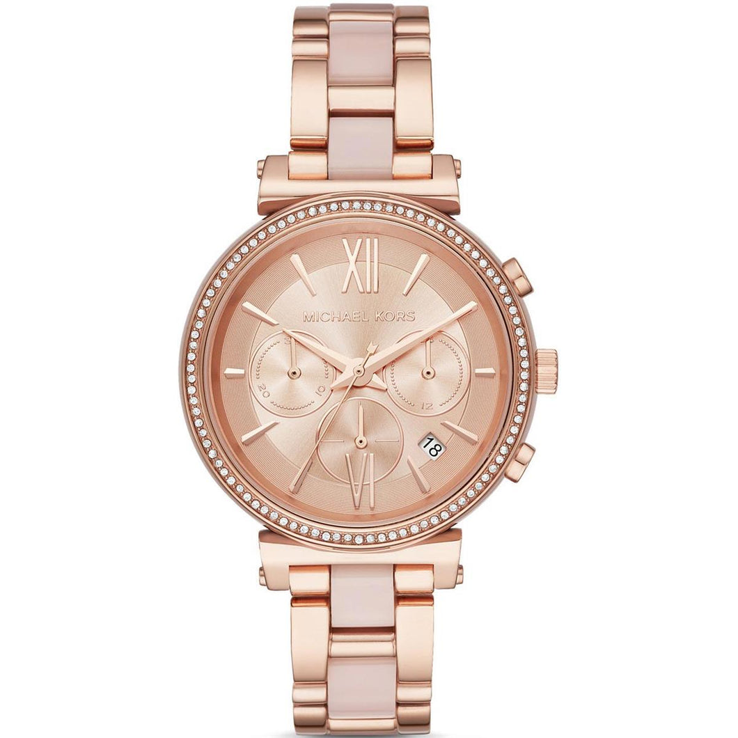 Michael Kors Sofie MK6560 Women's Rose Gold-Tone Chronograph 39mm Watch MSRP $325