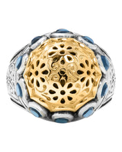 Load image into Gallery viewer, Konstantino Dome Sterling Silver 18k Gold &amp; Blue Spinel Ring DKJ977-478 S7 MSRP $1230
