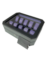 Load image into Gallery viewer, Wolf 458403 Windsor 10 Piece Watch Box in Black &amp; Purple MSRP $315
