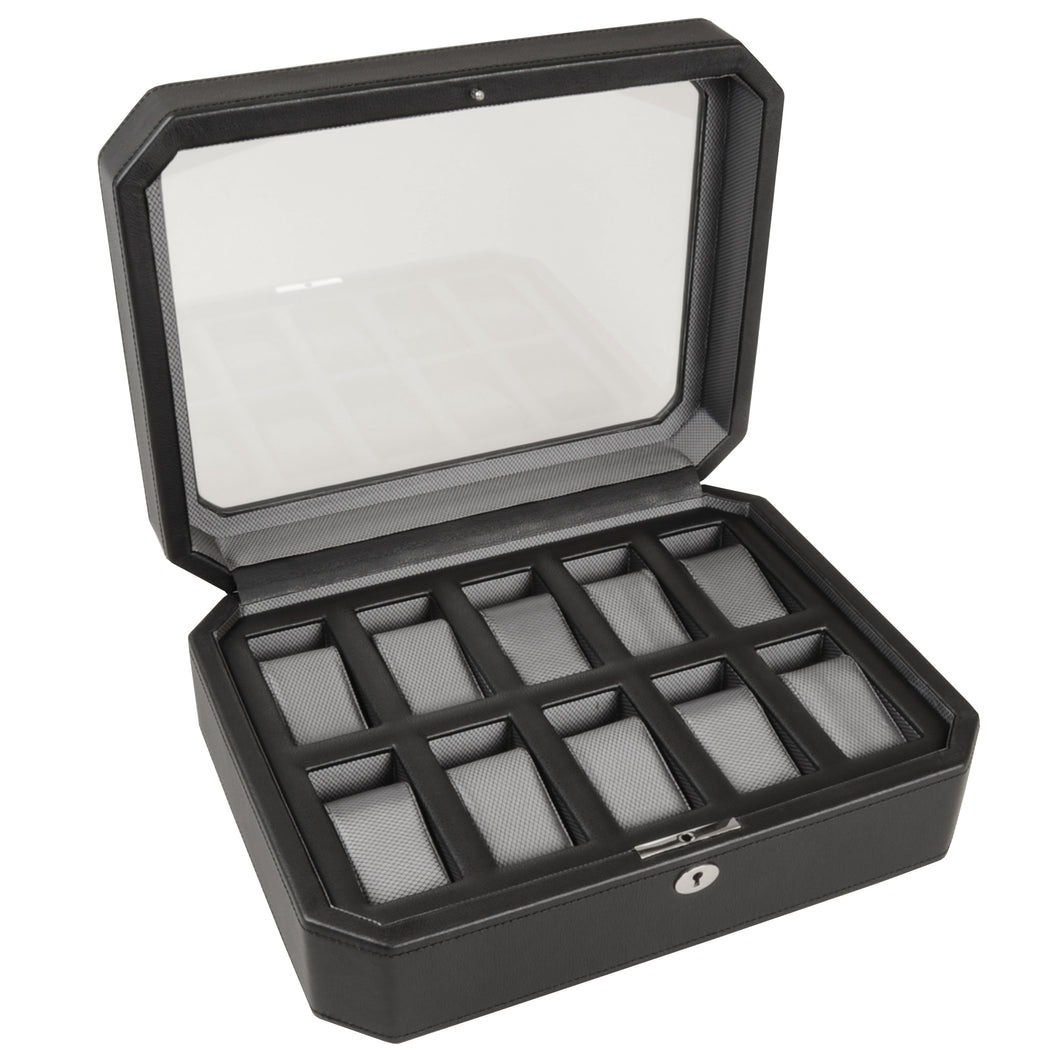 Wolf 4584029 Windsor 10 Piece Watch Box in Black & Grey MSRP $315