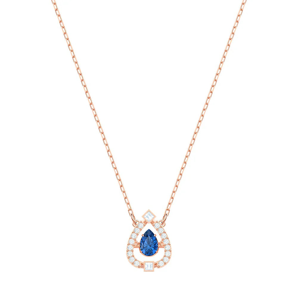 Swarovski Sparkling Dance 5465281 Rose Gold Plated Crystal Pear Pendant Necklace