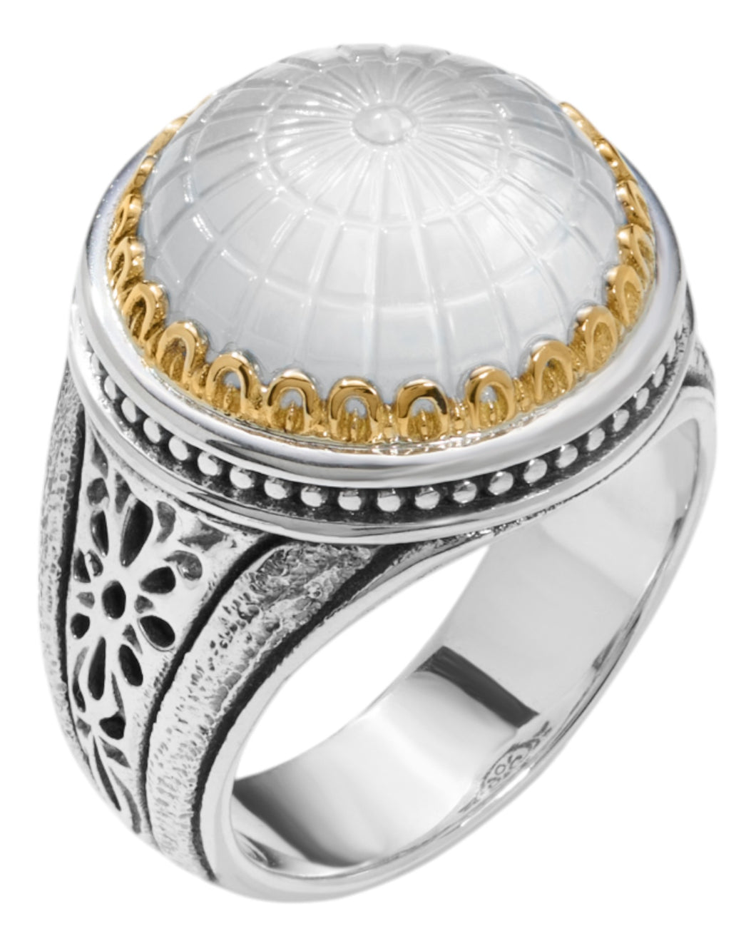 Konstantino Dome Silver 18k Gold MOP Doublet Ring DKJ972-313 S6 MSRP $850