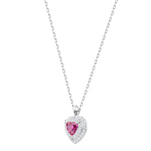 Load image into Gallery viewer, Swarovski One 5446301 Rhodium Plated &amp; Crystal Red Heart Pendant Necklace $199
