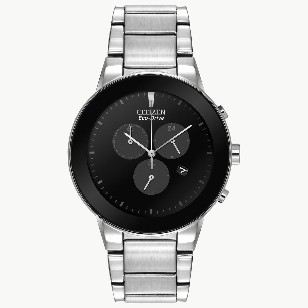 NEW Citizen Eco-Drive Axiom Men's Black Dial Bracelet Watch AT2240-51E MSRP $395