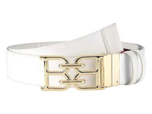 Load image into Gallery viewer, Bally 6300012 Men&#39;s B Chain White Leather Adjustable Reversible Belt MSRP $420
