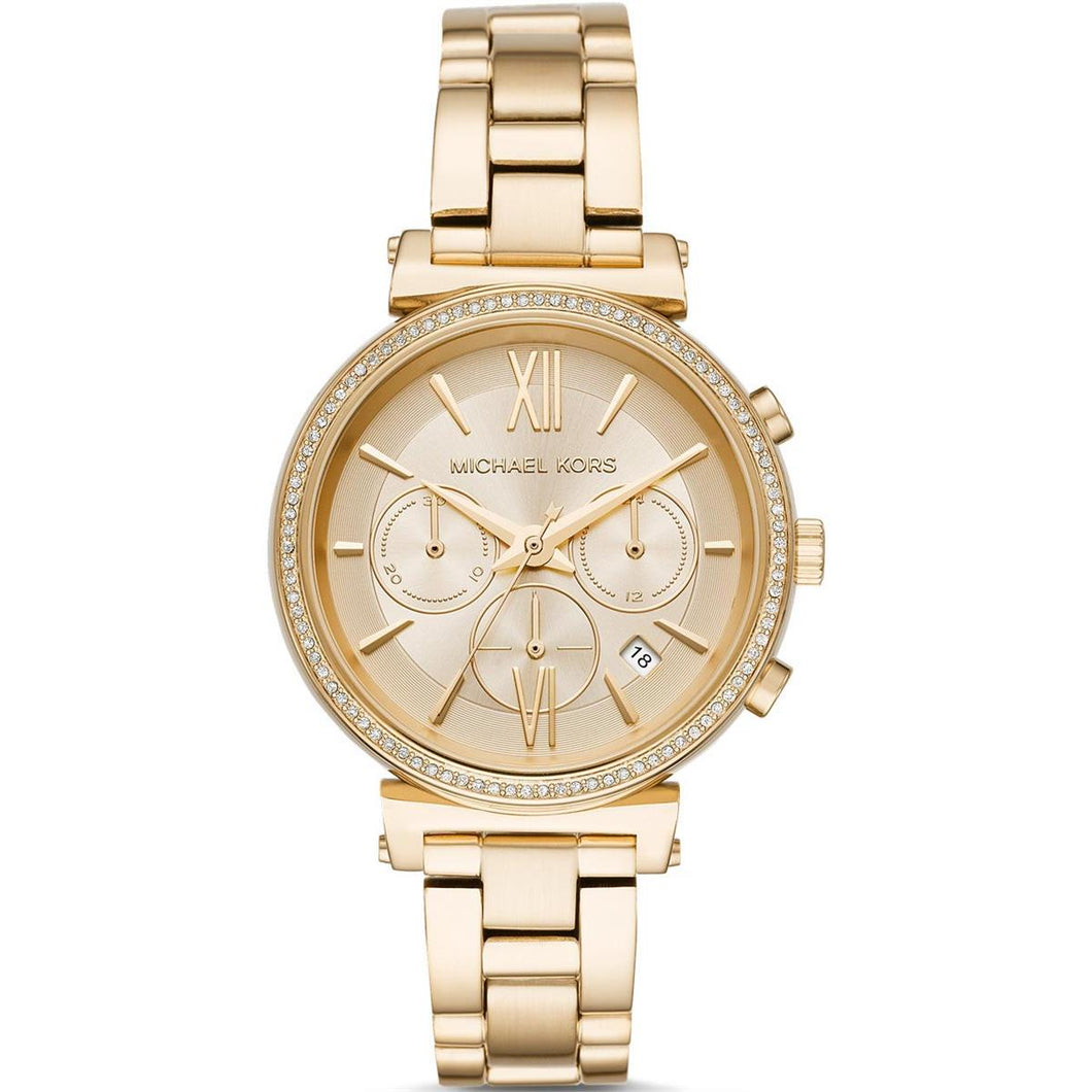 Michael Kors Sofie MK6559 Women's Gold-Tone Chronograph 39mm Watch MSRP $275