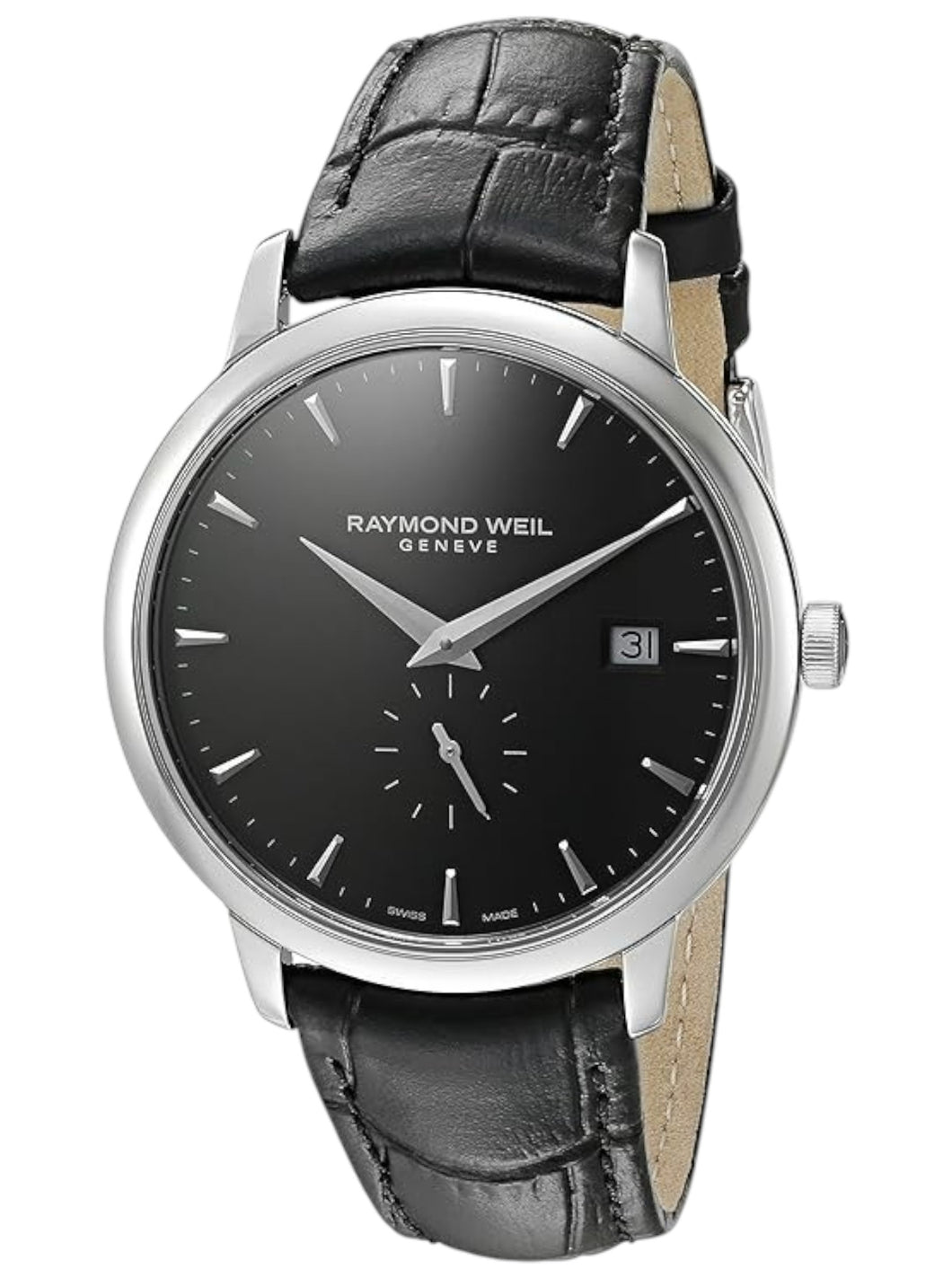 Raymond Weil 5484-STC-2001 Men's Toccata Black Leather Watch 39mm MSRP $850