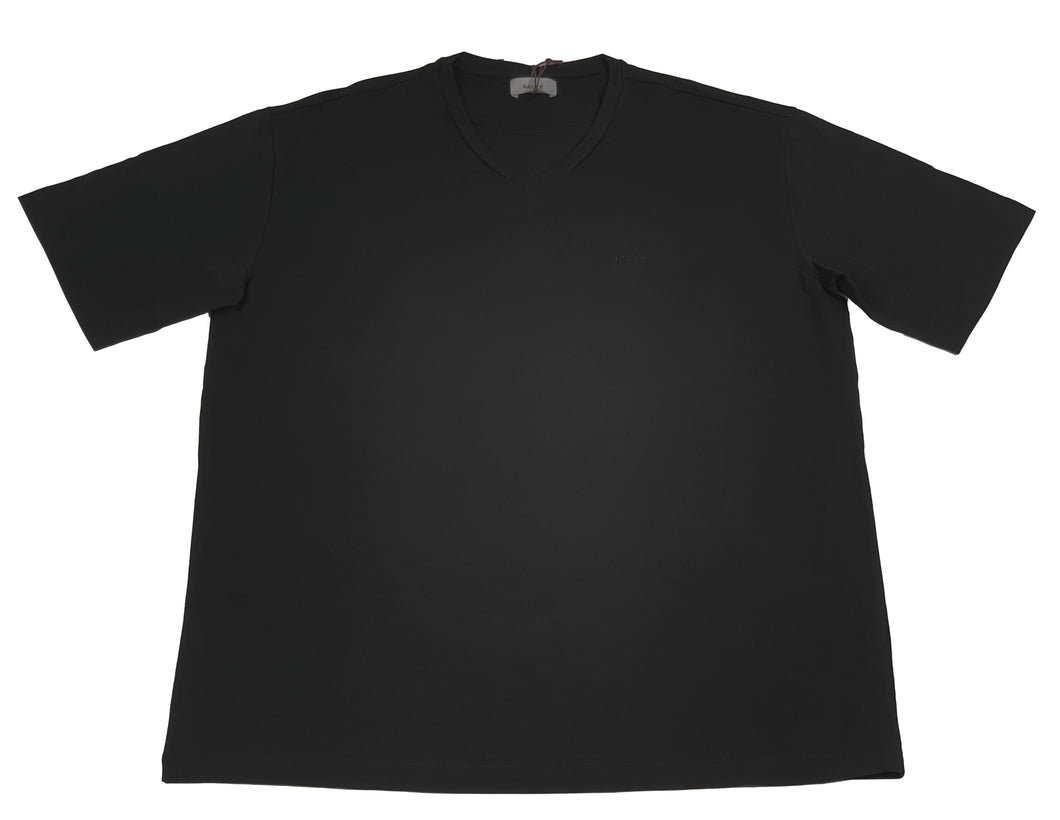 Bally 6301170 Men's Black Cotton V-Neck Logo T-Shirt MSRP $290