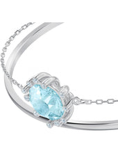 Load image into Gallery viewer, Swarovski Olive 5479928 Rhodium Plated &amp; Aqua Blue Crystal Bangle Bracelet $128
