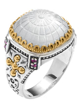 Load image into Gallery viewer, Konstantino Dome Sterling Silver 18k Gold Mother of Pearl Corundum Ring DKJ978-631 S8 MSRP $1095
