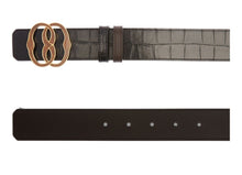 Load image into Gallery viewer, Bally 6305270 Croc Embossed Adjustable Reversible Brown Leather Belt EU 90/US36 MSRP $490
