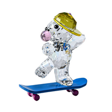 Load image into Gallery viewer, Swarovski Kris Bear 5619208 Crystal &amp; Lacquered Metal Skaterbear Figurine $119
