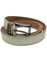 Load image into Gallery viewer, Bally 6305260 Women&#39;s Curved Bone Croc Leather Belt EU 120/US 47 MSRP $345
