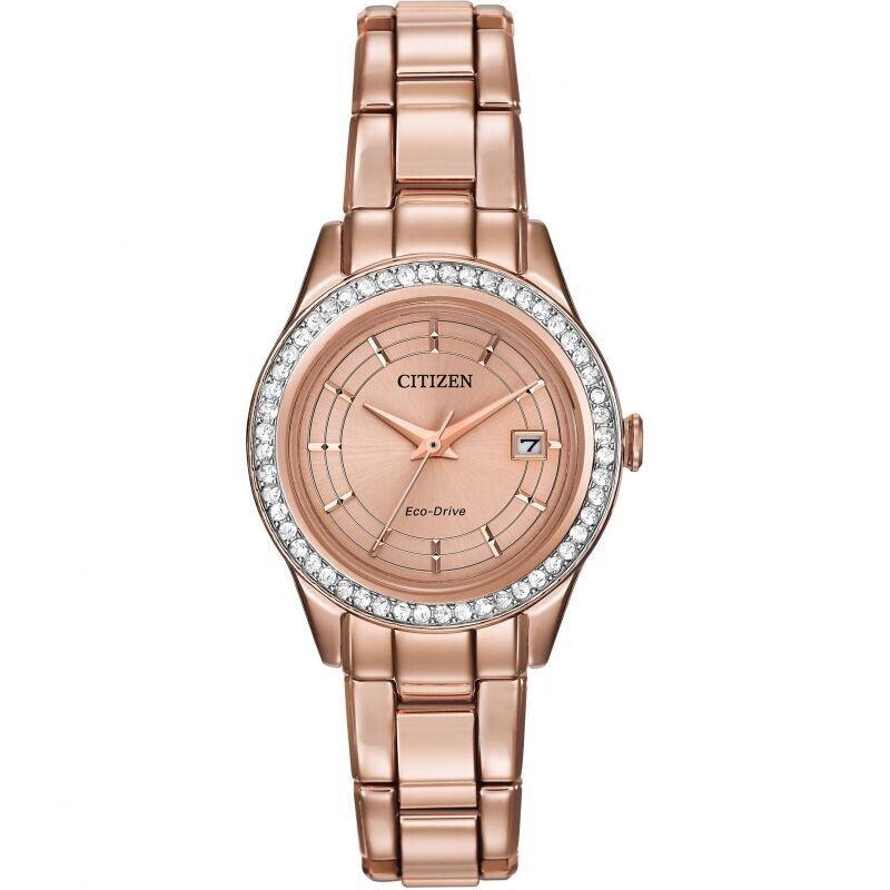 Citizen Silhouette Crystal FE1123-51Q Ladies Rose Gold-Tone Watch MSRP $325