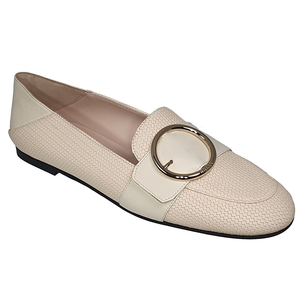 Bally Clariska 6301227 Women's Bone Embossed Leather Flats MSRP $550