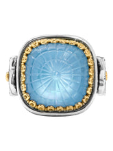 Load image into Gallery viewer, Konstantino Dome Sterling Silver 18k Gold Blue Mother of Pearl Blue Spinel Ring DKJ978-629 S7 MSRP $1095
