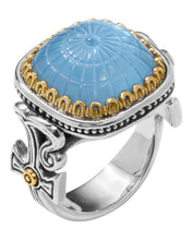 Load image into Gallery viewer, Konstantino Dome Silver 18k Gold MOP Blue Spinel Ring DKJ971-628 S7 MSRP $950
