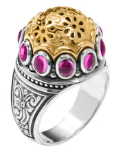 Load image into Gallery viewer, Konstantino Dome Sterling Silver 18k Gold &amp; Corundum Ring DKJ977-538 S7 MSRP $1230
