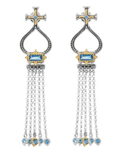 Load image into Gallery viewer, Konstantino Dome Sterling Silver 18K Gold Blue Spinel Tassle Earrings SKKJ705-478 MSRP $1100
