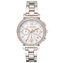 Load image into Gallery viewer, Michael Kors Sofie MK6558 Women&#39;s Silver &amp; Rose-Gold Chronograph 39mm Watch $275
