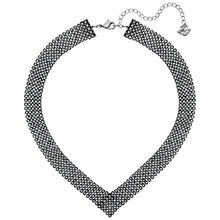 Load image into Gallery viewer, Swarovski Fit 5363515 Rhodium-Plated Stainless Steel Black Crystal V Necklace
