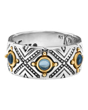 Load image into Gallery viewer, Konstantino Dome Sterling Silver 18k Gold and Blue Spinel Ring DKJ974-478 S6 MSRP $520
