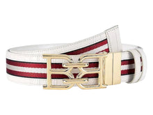 Load image into Gallery viewer, Bally 6300012 Men&#39;s B Chain White Leather Adjustable Reversible Belt MSRP $420
