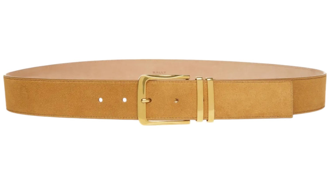 Bally 6305262 Curved Deserto Suede Leather Belt EU 115/US 46 MSRP $420