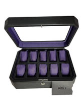 Load image into Gallery viewer, Wolf 458403 Windsor 10 Piece Watch Box in Black &amp; Purple MSRP $315
