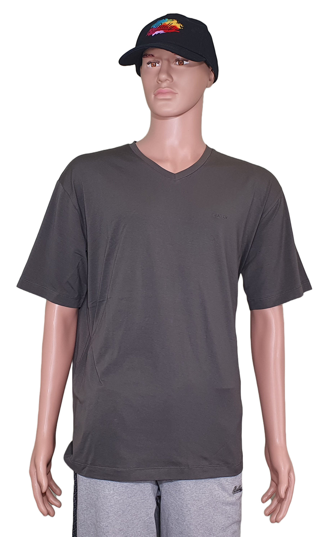 Bally 6301169 Men's Forest Green Cotton V-Neck Logo T-Shirt MSRP $290