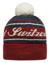 Load image into Gallery viewer, Bally 6302898 Heritage Red/Midnight Blue Cashmere Switzerland Beanie MSRP$300
