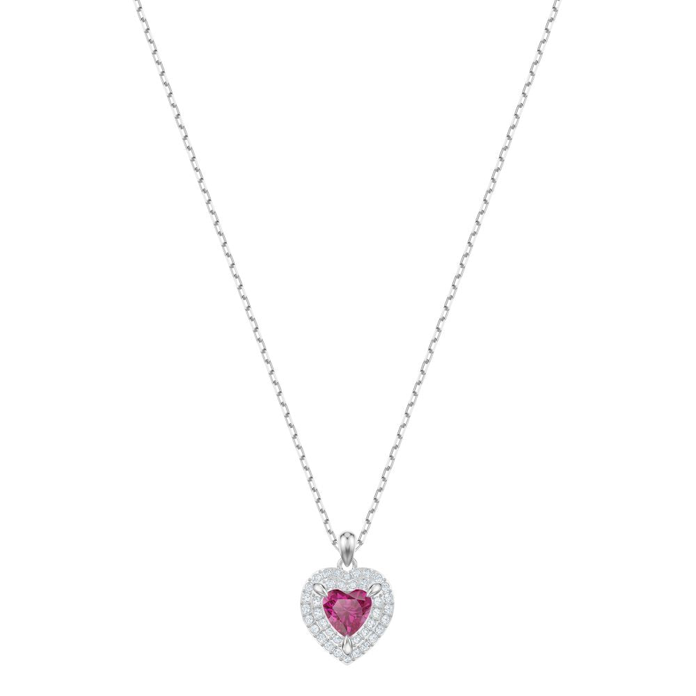 Swarovski One 5446301 Rhodium Plated & Crystal Red Heart Pendant Necklace $199