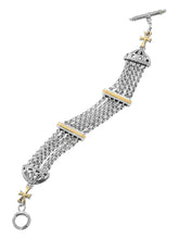 Load image into Gallery viewer, Konstatino Dome Sterling Silver &amp;18k Gold 5-chain Bracelet BKJ703-130 MSRP $1330
