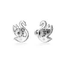 Load image into Gallery viewer, Swarovski Iconic Swan 5647873 Rhodium Plated &amp; Crystal Stud Earrings MSRP $129
