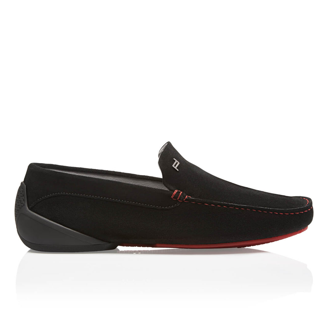 NEW Porsche Design Monaco Vel Injection Black/Red Moccasins US 10 $395