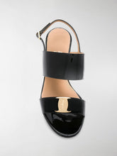 Load image into Gallery viewer, SALVATORE FERRAGAMO Giulia Women&#39;s 725965 Black Sandal Pump Size 5.5 C MSRP $695
