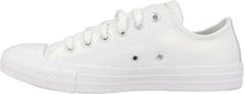 Load image into Gallery viewer, Converse Chuck Taylor All Star OX Kids&#39; White Leather Shiny Sneakers 5
