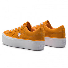 Load image into Gallery viewer, Converse One Star Platform OX Ladies Bright Orange Suede Sneakers 5
